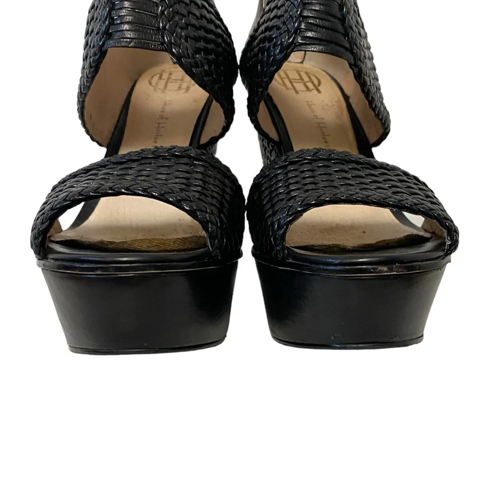 House of Harlow 1960 Eden Woven Detail Platform‎ Holiday Chic Wedge Heels Black - Picture 7 of 15